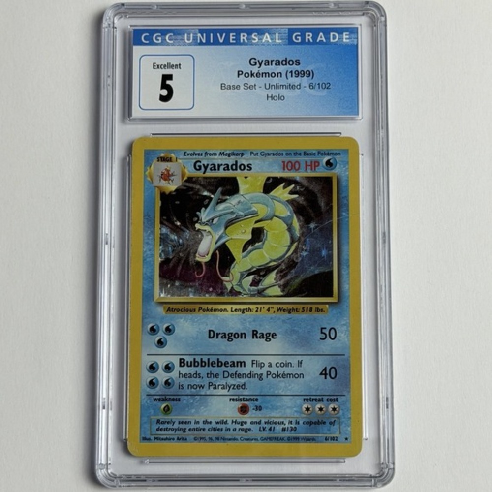 Gyarados Holo 6/102 CGC 5 1999 Base Set Unlimited Blue‎ Label TCG Pokemon WotC